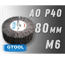 Круг лепестковый на оправке (КЛО) GTOOL 80х30мм, зерно P40, с хвостовиком М6