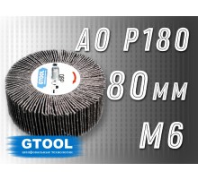 Круг лепестковый на оправке (КЛО) GTOOL 80х30мм, зерно P180, с хвостовиком М6