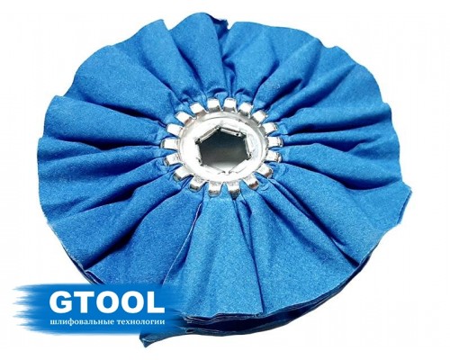 Круг полировальный GTOOL хлопчатобумажный, средней жесткости, синий, d150*10*19мм