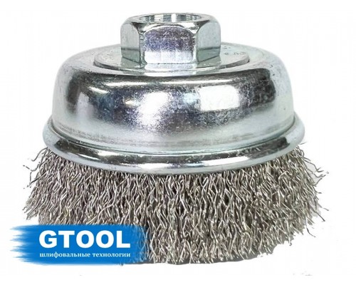 Щетка GTOOL чашечная гофрированная d75*M14 (нерж. 0,3)