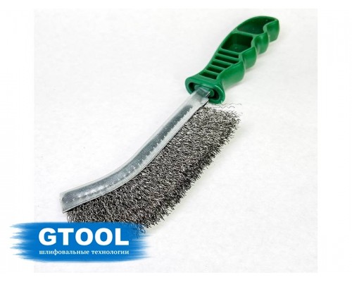 Щетка GTOOL ручная однорядная нержавеющая, гофрированная (нерж. 0,30мм)