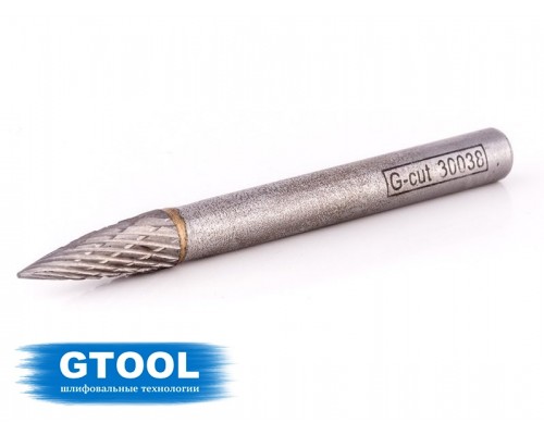 Борфреза GTOOL форма G парабола с заостренной головкой, диаметр головки 6мм